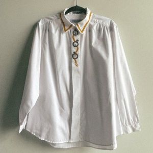 Vintage 80s Clock Collar Blouse